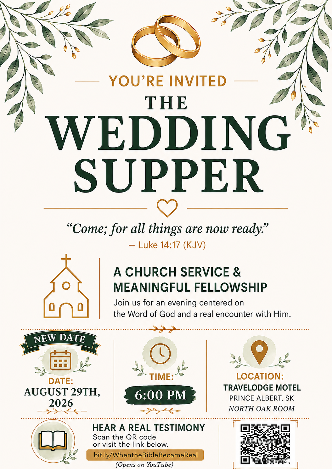 The Wedding Supper - August 29, 2026 at 6:00 PM, Travelodge Motel, Prince Albert